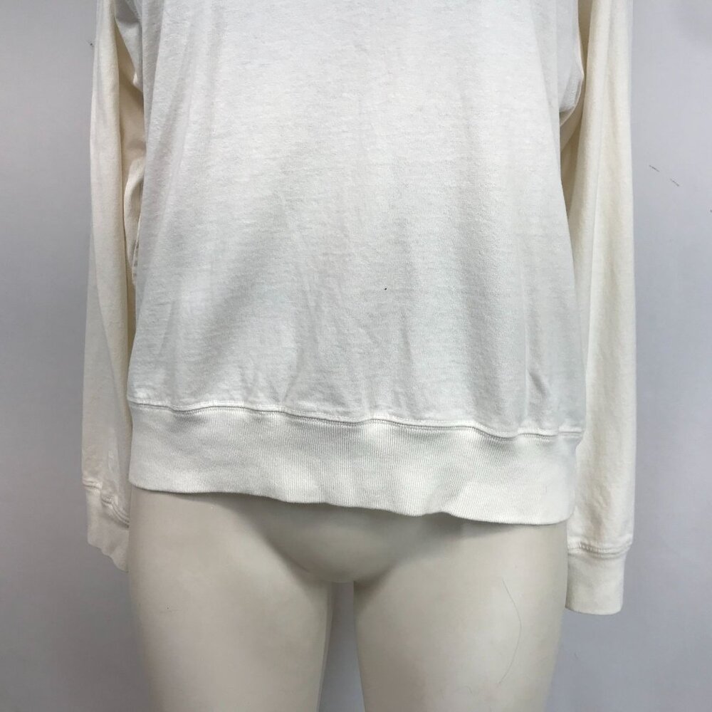 EVERLANE - WOMEN'S SMALL - OFF WHITE LONG SLEEVE CREW NECK ORGANIC COTTON TOP - Picture 3 of 8
